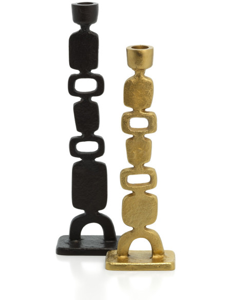 Grand Bougeoir ethnique chic Totem H 30 cm Métal Noir The Totemo 