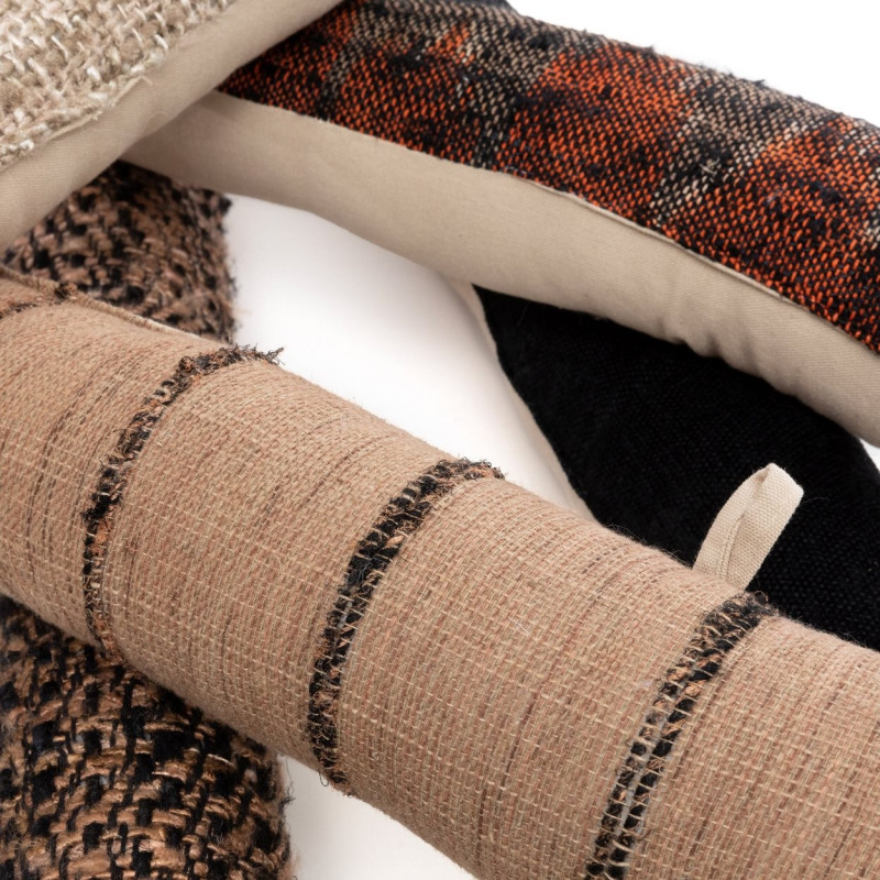 Boudin de porte isolant Bohème chic en Coton Noir Orange The Oh My Gee 