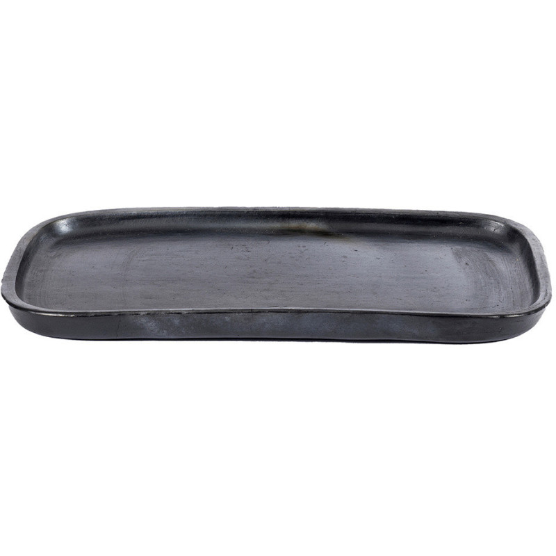 Plat de service rectangulaire 31 cm Terre cuite Noir Effet brulé The Burned 