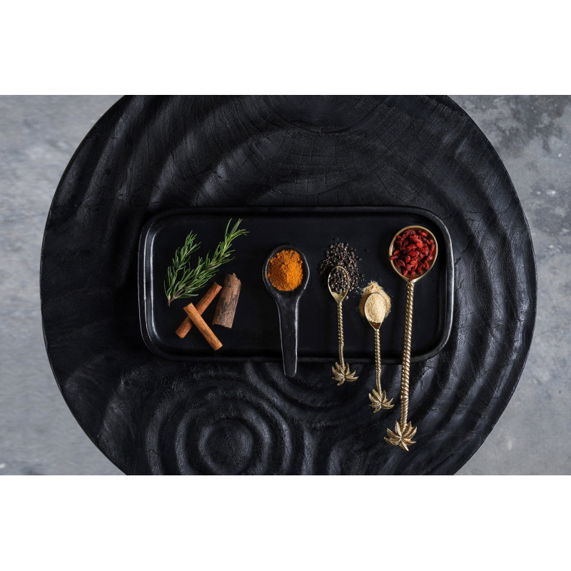 Plat de service rectangulaire 31 cm Terre cuite Noir Effet brulé The Burned 