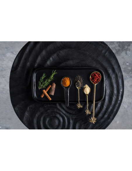 Plat de service rectangulaire 31 cm Terre cuite Noir Effet brulé The Burned 