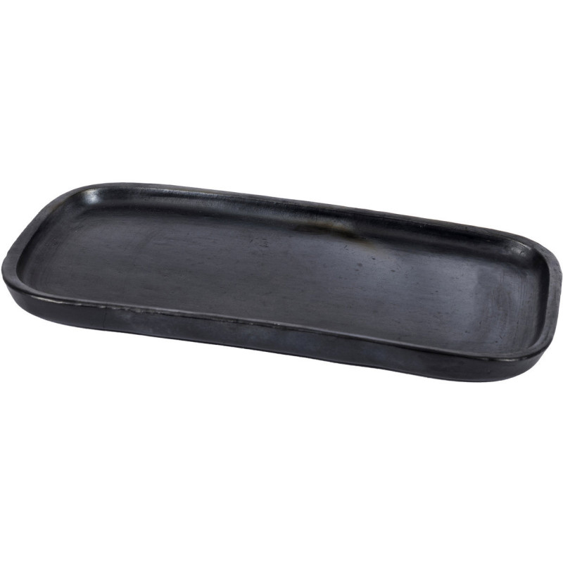 Plat de service rectangulaire 31 cm Terre cuite Noir Effet brulé The Burned 