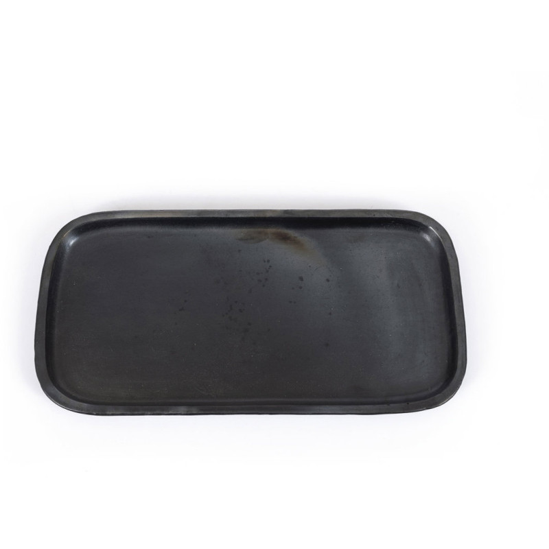 Plat de service rectangulaire 31 cm Terre cuite Noir Effet brulé The Burned 
