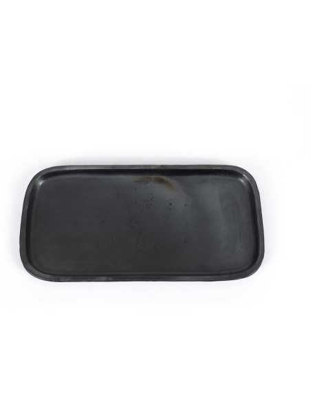 Plat de service rectangulaire 31 cm Terre cuite Noir Effet brulé The Burned 