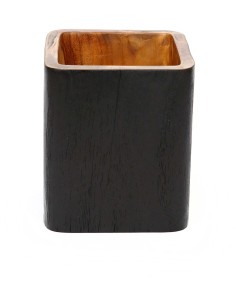 Vase Carré Hauteur 14 cm en Bois de teck Noir Naturel The Bondi 