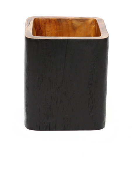 Vase Carré Hauteur 14 cm en Bois de teck Noir Naturel The Bondi 