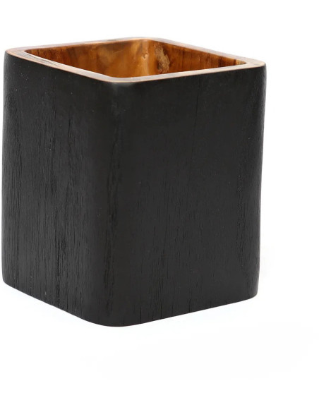 Vase Carré Hauteur 14 cm en Bois de teck Noir Naturel The Bondi 