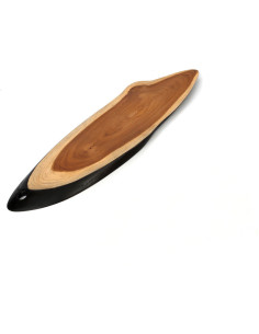 Plat apéro Ovale 50 cm en Bois de teck Naturel Noir The Bondi 