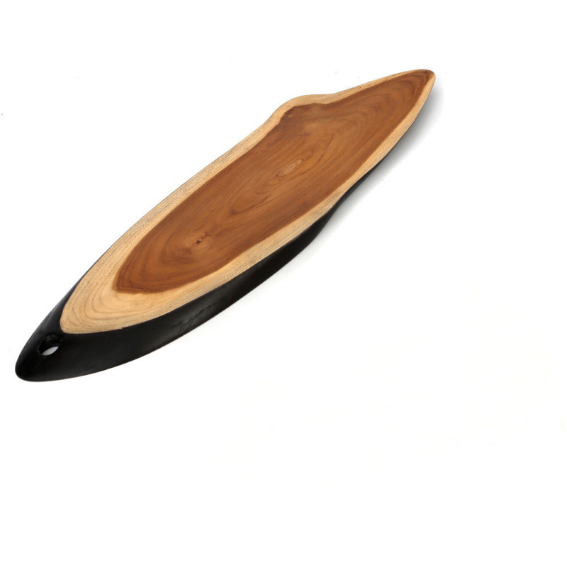 Plat apéro Ovale 50 cm en Bois de teck Naturel Noir The Bondi 