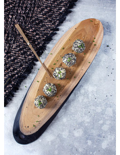 Plat apéro Ovale 50 cm en Bois de teck Naturel Noir The Bondi 