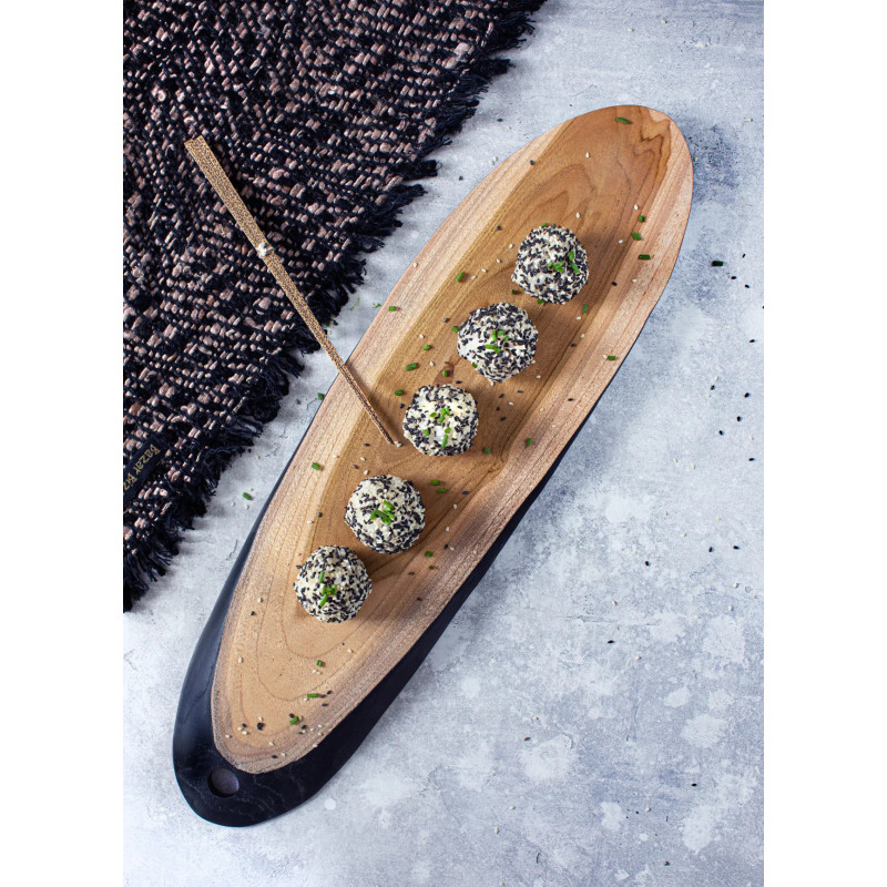 Plat apéro Ovale 50 cm en Bois de teck Naturel Noir The Bondi 