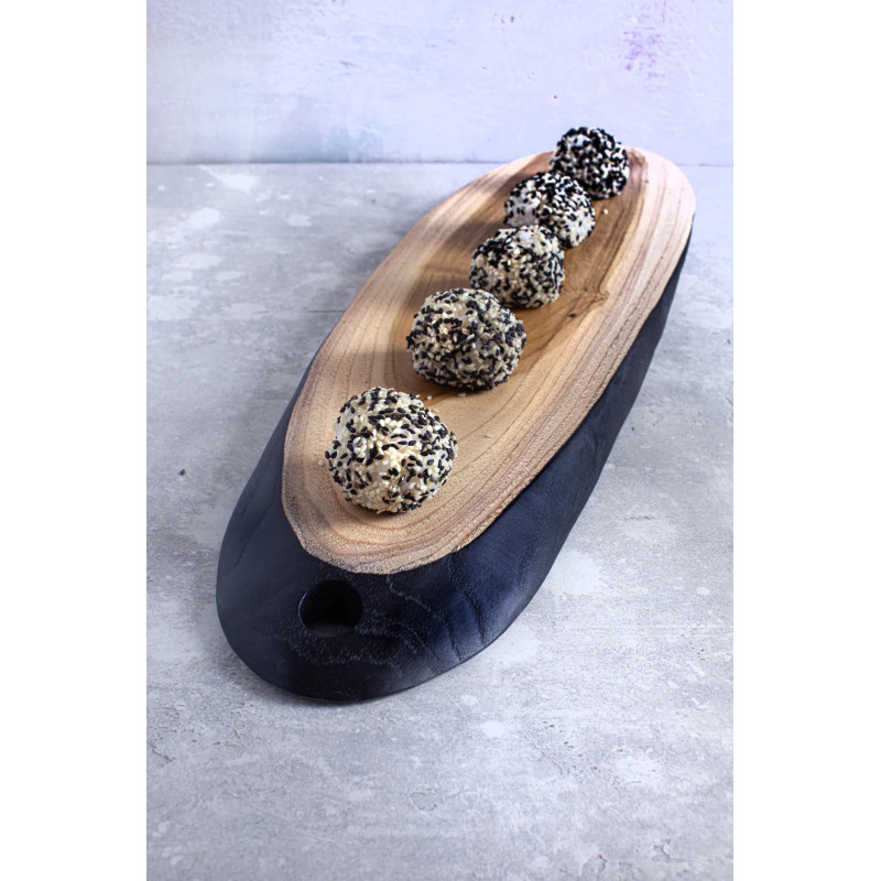Plat apéro Ovale 50 cm en Bois de teck Naturel Noir The Bondi 