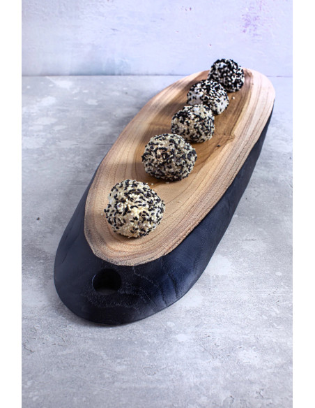 Plat apéro Ovale 50 cm en Bois de teck Naturel Noir The Bondi 