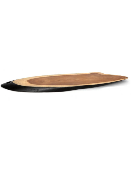 Plat apéro Ovale 50 cm en Bois de teck Naturel Noir The Bondi 