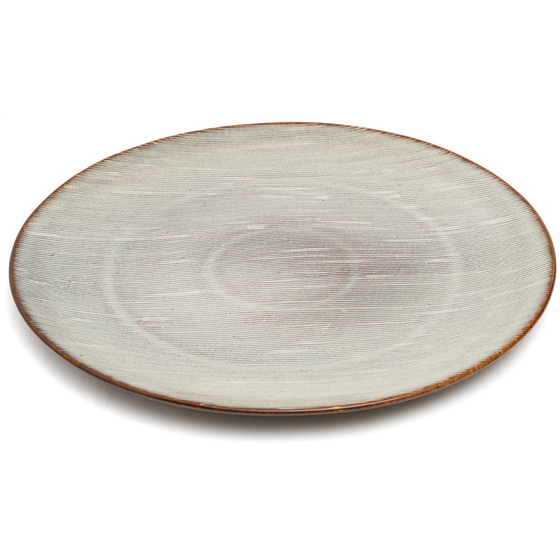 Grande Assiette plate ronde 28 cm Grès Greige Marron The Peniche 