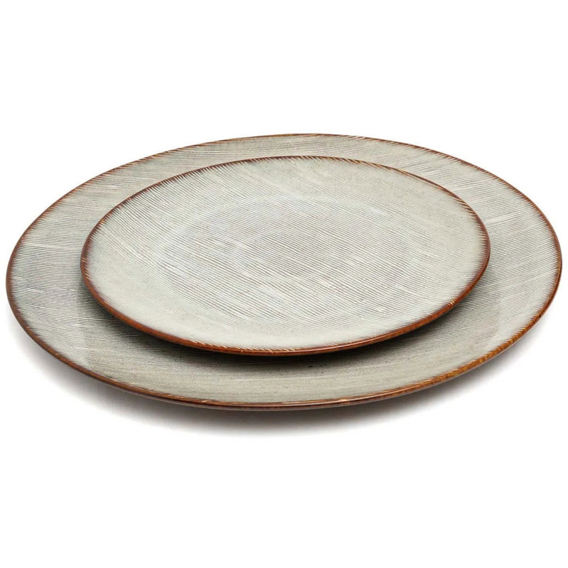 Grande Assiette plate ronde 28 cm Grès Greige Marron The Peniche 