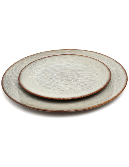 Grande Assiette plate ronde 28 cm Grès Greige Marron The Peniche 
