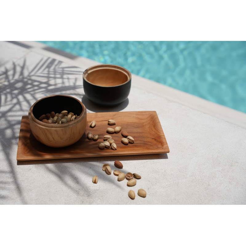 Bol apéro double Rond en Bois de teck Naturel Noir The Bondi 