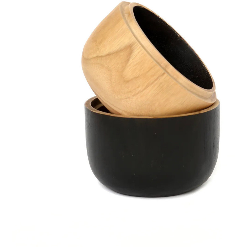 Bol apéro double Rond en Bois de teck Naturel Noir The Bondi 