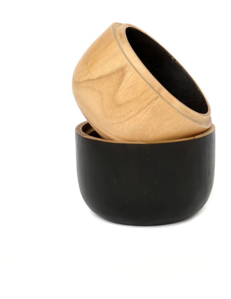 Bol apéro double Rond en Bois de teck Naturel Noir The Bondi 