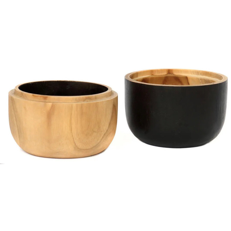 Bol apéro double Rond en Bois de teck Naturel Noir The Bondi 
