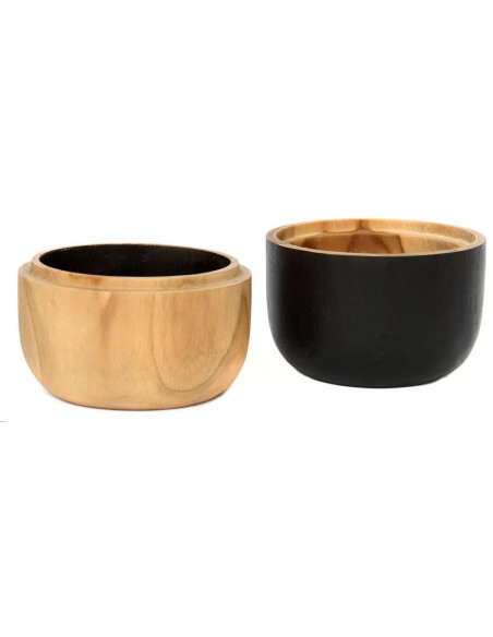 Bol apéro double Rond en Bois de teck Naturel Noir The Bondi 