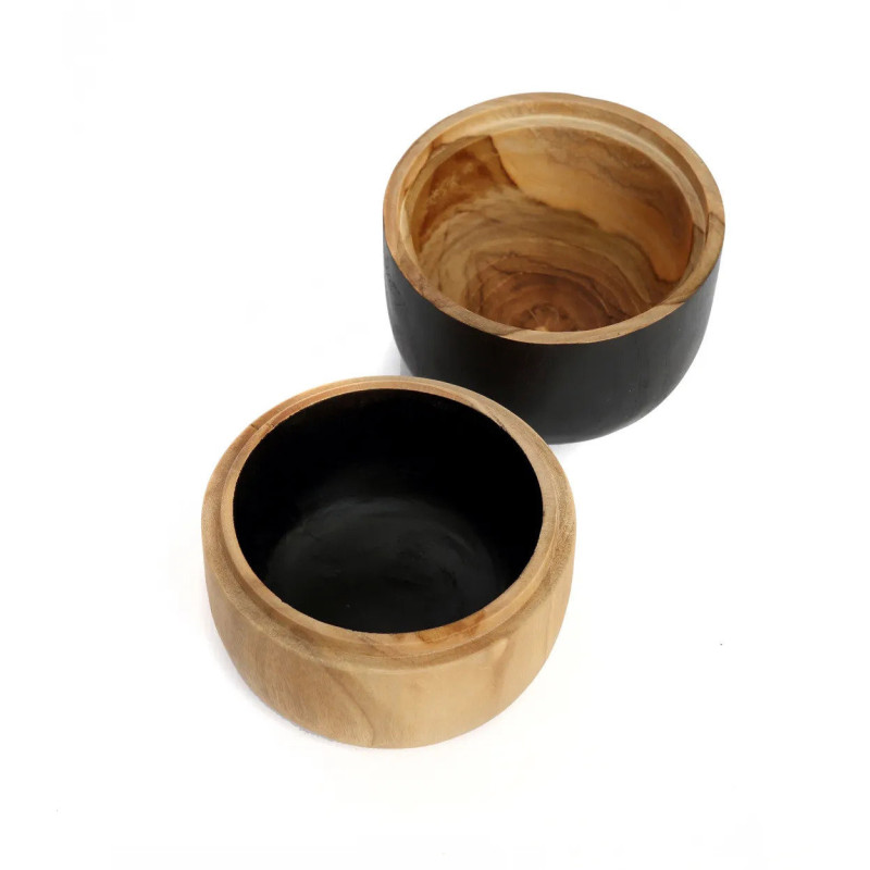 Bol apéro double Rond en Bois de teck Naturel Noir The Bondi 