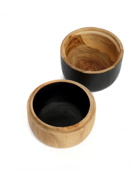 Bol apéro double Rond en Bois de teck Naturel Noir The Bondi 