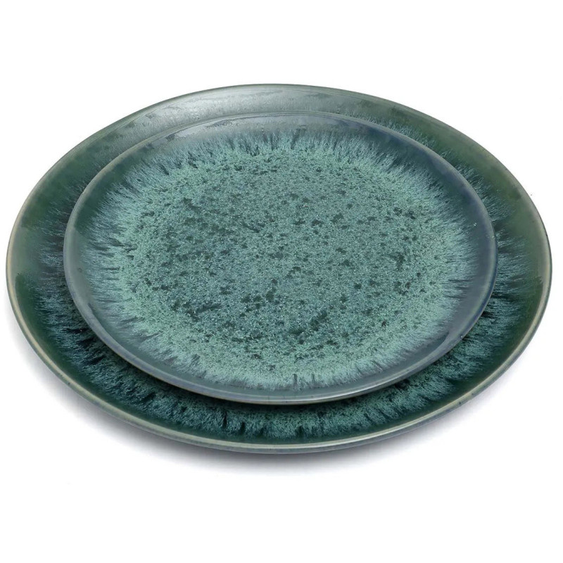 Grande Assiette plate ronde 28 cm Grès Bleu The Aqua 