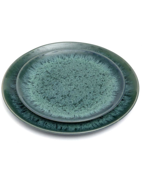 Grande Assiette plate ronde 28 cm Grès Bleu The Aqua 