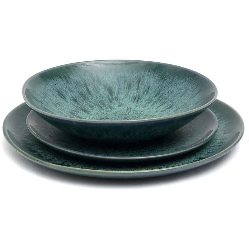 Grande Assiette plate ronde 28 cm Grès Bleu The Aqua 