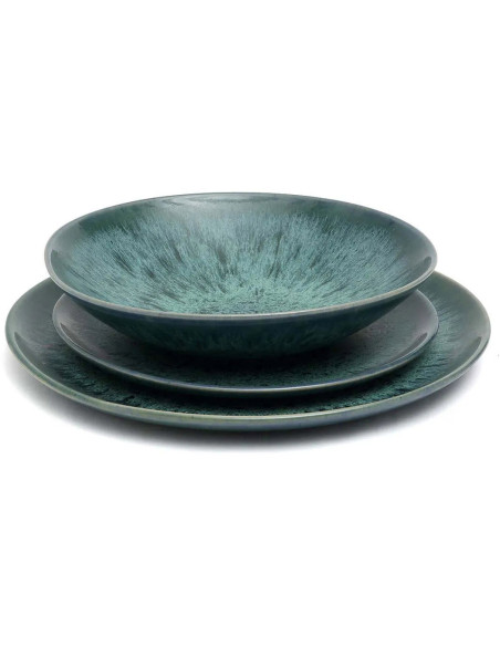 Grande Assiette plate ronde 28 cm Grès Bleu The Aqua 