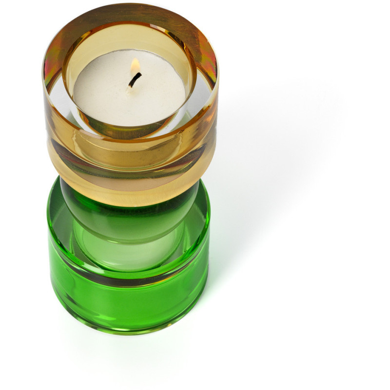 Bougeoir design Memphis Totem H 12 cm Verre recyclé Ambre Violet Vert The Solar Jewel 