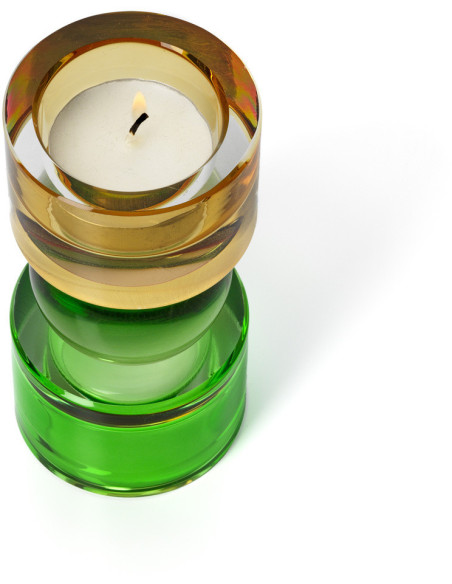 Bougeoir design Memphis Totem H 12 cm Verre recyclé Ambre Violet Vert The Solar Jewel 