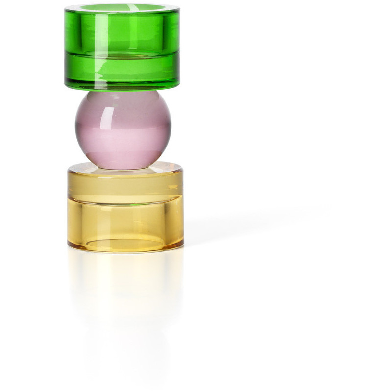 Bougeoir design Memphis Totem H 12 cm Verre recyclé Ambre Violet Vert The Solar Jewel 