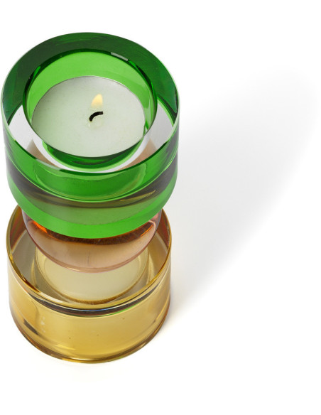 Bougeoir design Memphis Totem H 12 cm Verre recyclé Ambre Violet Vert The Solar Jewel 