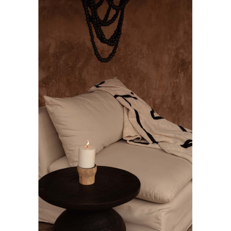 Bougeoir Rond Diamètre 10 cm en Bois de teck Naturel Métal Noir The Candle Pin 