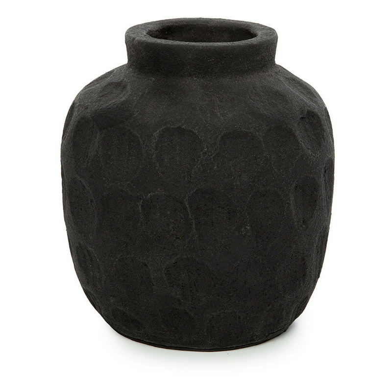 Vase Rond Hauteur 14 cm en Terre cuite Noir The Trendy 