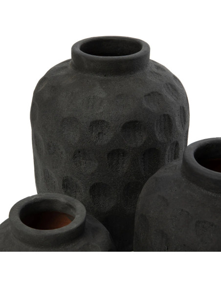 Vase Rond Hauteur 14 cm en Terre cuite Noir The Trendy 