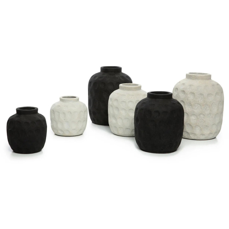 Vase Rond Hauteur 14 cm en Terre cuite Noir The Trendy 