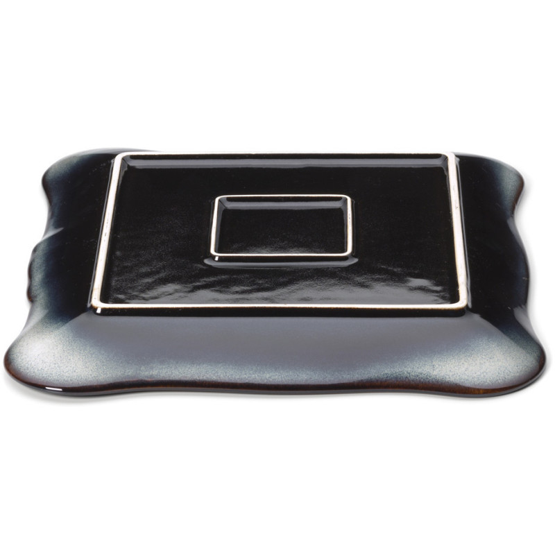 Grande Assiette plate japonaise Carrée 28 cm Céramique Gris Marron The Lotus Ice 