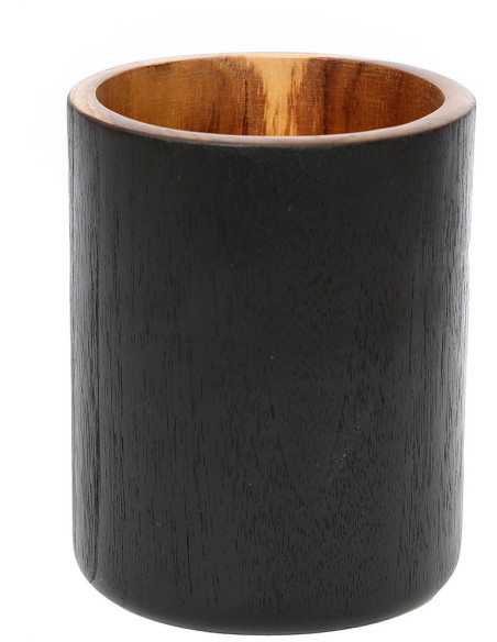 Vase Cylindrique Hauteur 15 cm en Bois de teck Noir Naturel The Bondi 