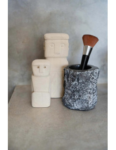 Statuette déco primitive wabi-sabi Hauteur 12 cm Grès Beige sable The Sumba Stone 