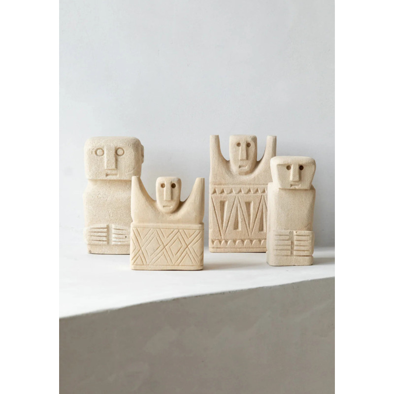 Statuette déco primitive wabi-sabi Hauteur 12 cm Grès Beige sable The Sumba Stone 