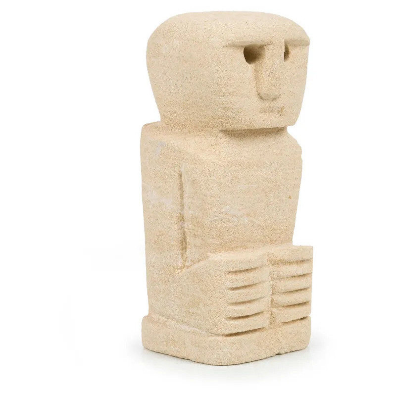 Statuette déco primitive wabi-sabi Hauteur 12 cm Grès Beige sable The Sumba Stone 