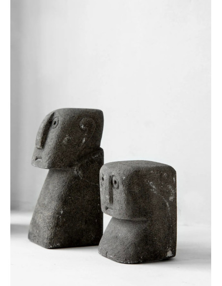 Statuette déco primitive ethnique Hauteur 11 cm Grès Gris The Sumba Stone 
