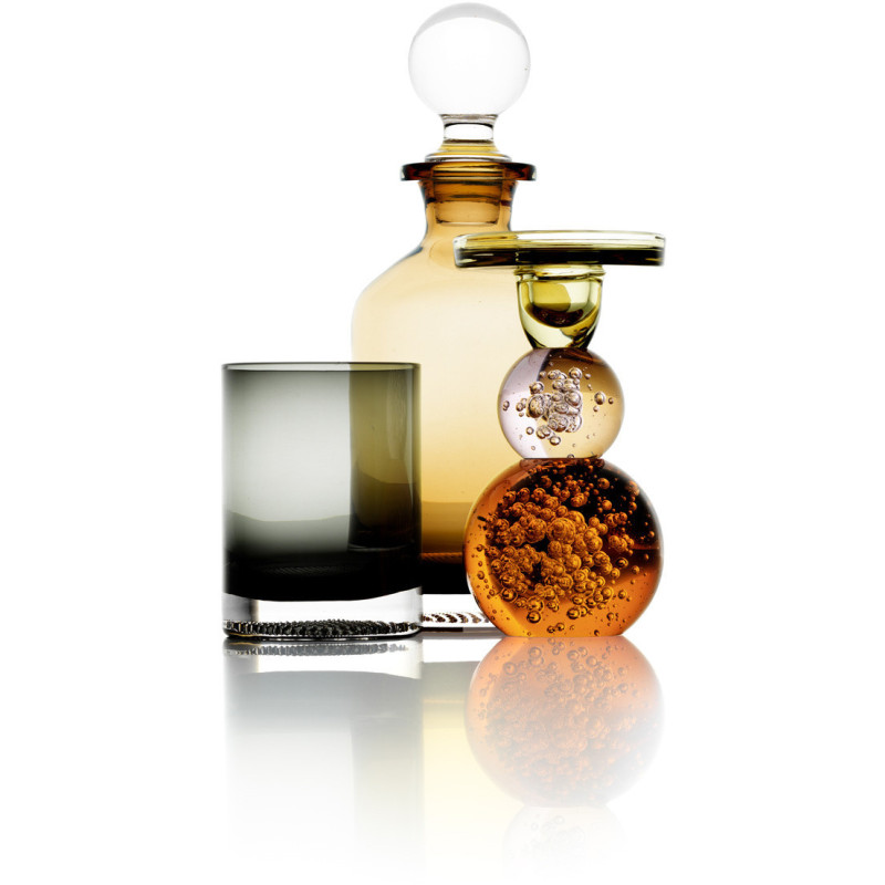 Bougeoir design Memphis bulles H 15 cm Verre recyclé Orange Transparent Rose The Bubble Jewel 