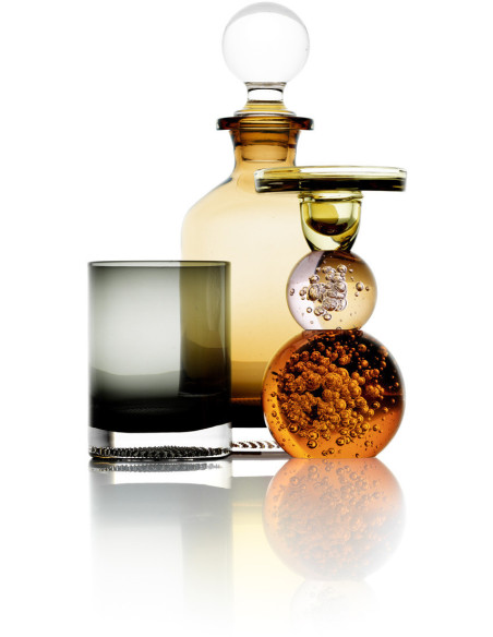 Bougeoir design Memphis bulles H 15 cm Verre recyclé Orange Transparent Rose The Bubble Jewel 