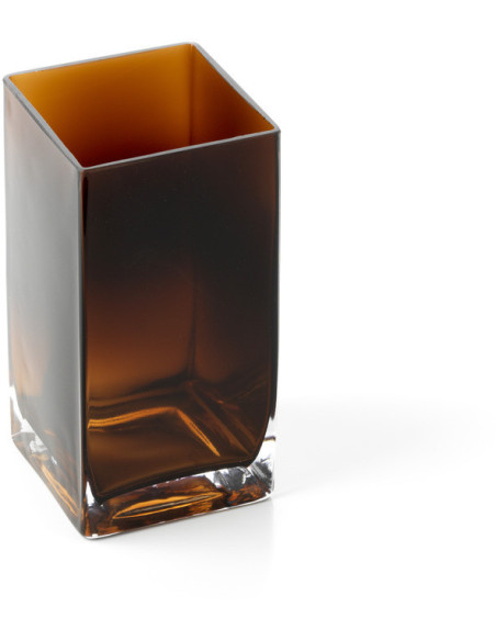 Vase design minimaliste Cubique H 20 cm Verre recyclé Ambre The Amber Cuboid 