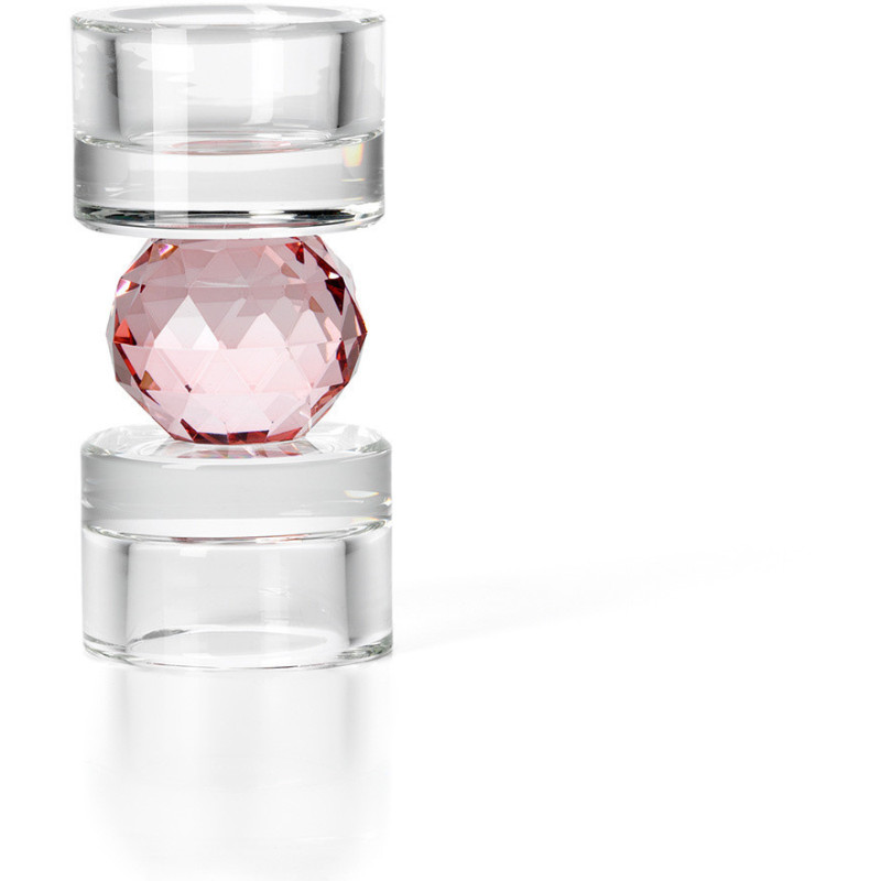 Bougeoir design Memphis Totem H 12 cm Verre recyclé Transparent Rose The Gem Balance 